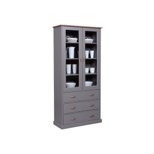 NORDIC LIVING COLLECTION FSC vitrinsk�p Luzerna gr� med 2 d�rrar och 3 l�dor