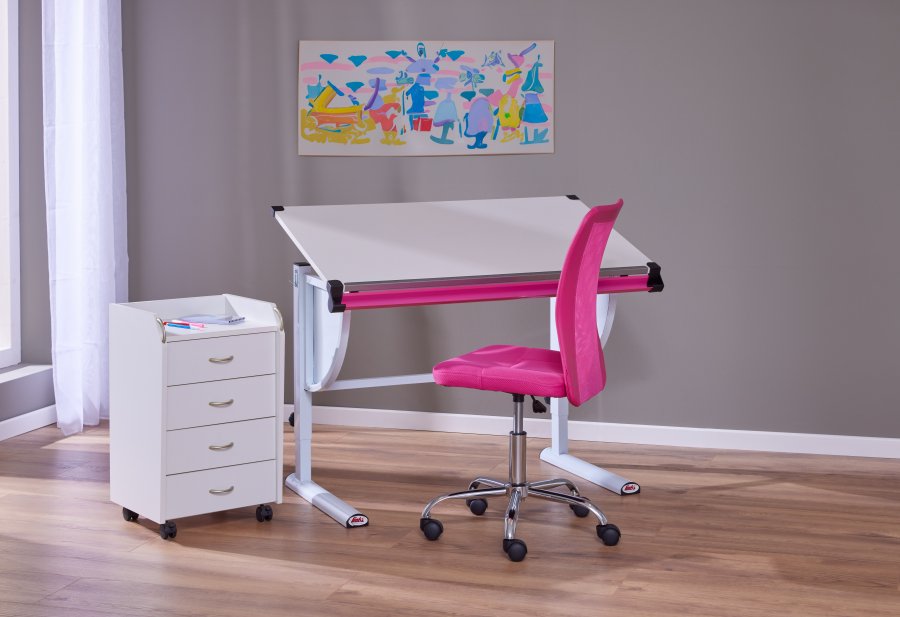 NORDIC LIVING COLLECTION Milo 3-i-1 studentskrivbord, h�jdjusterbart med tippbart hyllplan