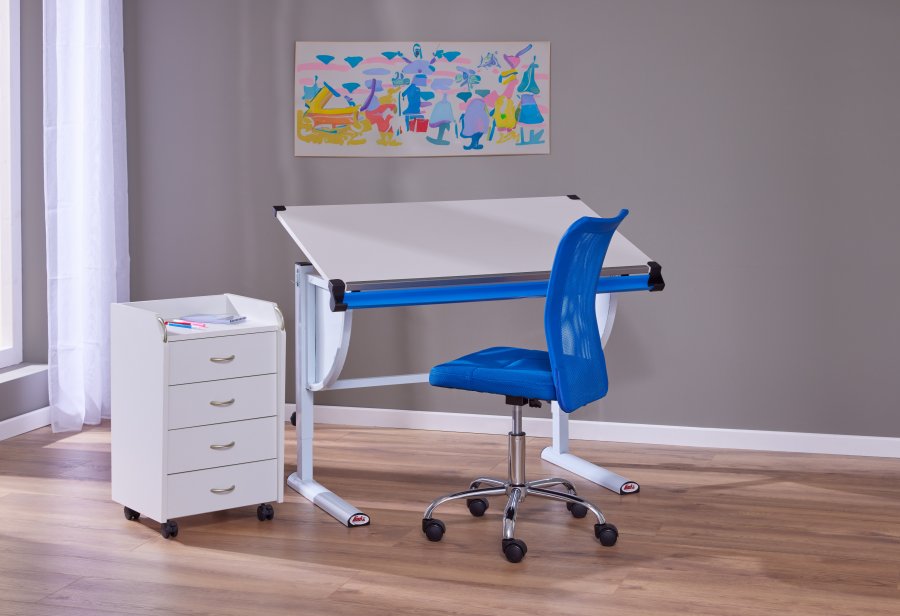 NORDIC LIVING COLLECTION Milo 3-i-1 studentskrivbord, h�jdjusterbart med tippbart hyllplan