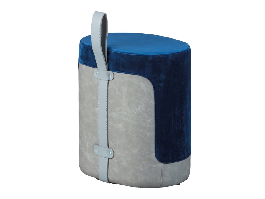 NORDIC LIVING COLLECTION Osane pall i sammetsbl�tt med PU-handtag, f�rvaringsutrymme och b�rrem i konstl�der