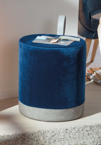 NORDIC LIVING COLLECTION Osane pall i sammetsbl�tt med PU-handtag, f�rvaringsutrymme och b�rrem i konstl�der