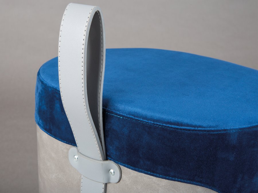 NORDIC LIVING COLLECTION Osane pall i sammetsbl�tt med PU-handtag, f�rvaringsutrymme och b�rrem i konstl�der