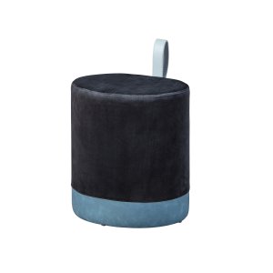 NORDIC LIVING COLLECTION Osane pall i svart sammet med PU-handtag, f�rvaringsutrymme och b�rrem i konstl�der