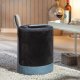 NORDIC LIVING COLLECTION Osane pall i svart sammet med PU-handtag, f�rvaringsutrymme och b�rrem i konstl�der