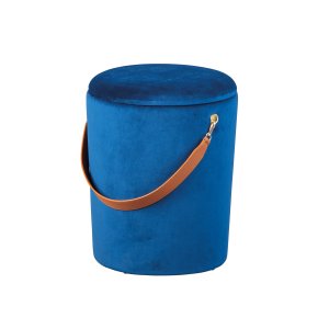 NORDIC LIVING COLLECTION Papua-pall i sammetsbl�tt med PU-handtag, f�rvaringsutrymme och b�rrem i konstl�der