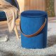 NORDIC LIVING COLLECTION Papua-pall i sammetsbl�tt med PU-handtag, f�rvaringsutrymme och b�rrem i konstl�der