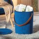 NORDIC LIVING COLLECTION Papua-pall i sammetsbl�tt med PU-handtag, f�rvaringsutrymme och b�rrem i konstl�der