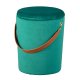 NORDIC LIVING COLLECTION Papua-pall i gr�n sammet med PU-handtag, f�rvaringsutrymme och b�rrem i konstl�der