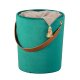 NORDIC LIVING COLLECTION Papua-pall i gr�n sammet med PU-handtag, f�rvaringsutrymme och b�rrem i konstl�der