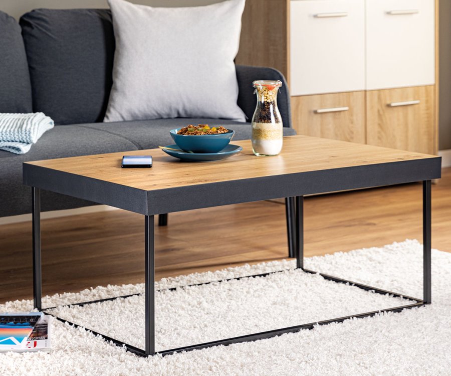 NORDIC LIVING COLLECTION Inter Link salongbord Passione Artisan eik beiset med svart metallramme