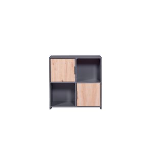 NORDIC LIVING COLLECTION Pepeto frittst�ende bokhylle med 2 d�rer og 2 rom, h�ndlaget eik/antrasitt