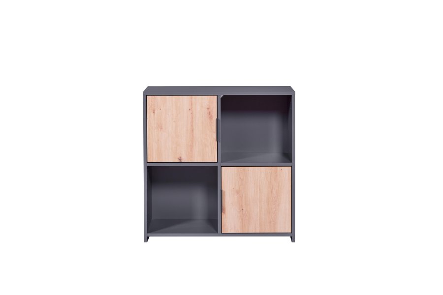 NORDIC LIVING COLLECTION Pepeto frittst�ende bokhylle med 2 d�rer og 2 rom, h�ndlaget eik/antrasitt