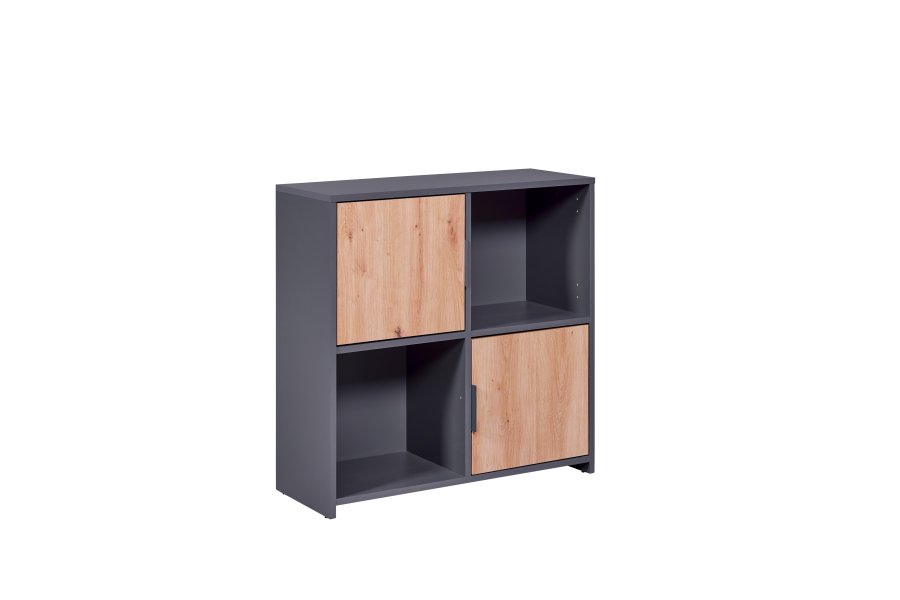 NORDIC LIVING COLLECTION Pepeto frittst�ende bokhylle med 2 d�rer og 2 rom, h�ndlaget eik/antrasitt