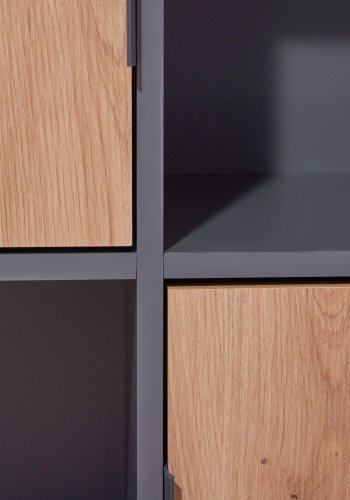 NORDIC LIVING COLLECTION Pepeto frittst�ende bokhylle med 2 d�rer og 2 rom, h�ndlaget eik/antrasitt