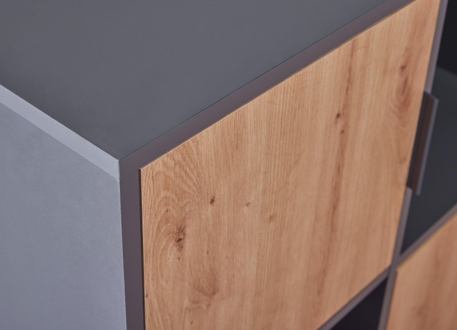 NORDIC LIVING COLLECTION Pepeto frittst�ende bokhylle med 2 d�rer og 2 rom, h�ndlaget eik/antrasitt