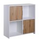NORDIC LIVING COLLECTION Pepeto 2T frittst�ende hylle i h�ndlaget eik/hvit med 2 rom og 2 d�rer