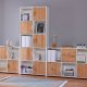 NORDIC LIVING COLLECTION Pepeto 2T frittst�ende hylle i h�ndlaget eik/hvit med 2 rom og 2 d�rer