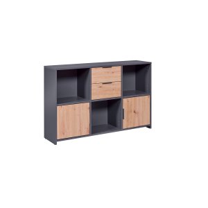 NORDIC LIVING COLLECTION Pepeto kommode med 2 d�rer, 2 skuffer og 3 rom, h�ndlaget eik/antrasitt