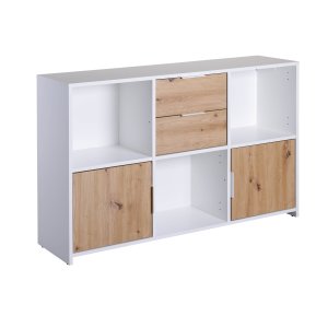 NORDIC LIVING COLLECTION Pepeto 2T2S kommode i h�ndlaget eik/hvit med 3 rom og 3 d�rer