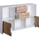 NORDIC LIVING COLLECTION Pepeto 2T2S kommode i h�ndlaget eik/hvit med 3 rom og 3 d�rer
