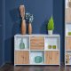 NORDIC LIVING COLLECTION Pepeto 2T2S kommode i h�ndlaget eik/hvit med 3 rom og 3 d�rer