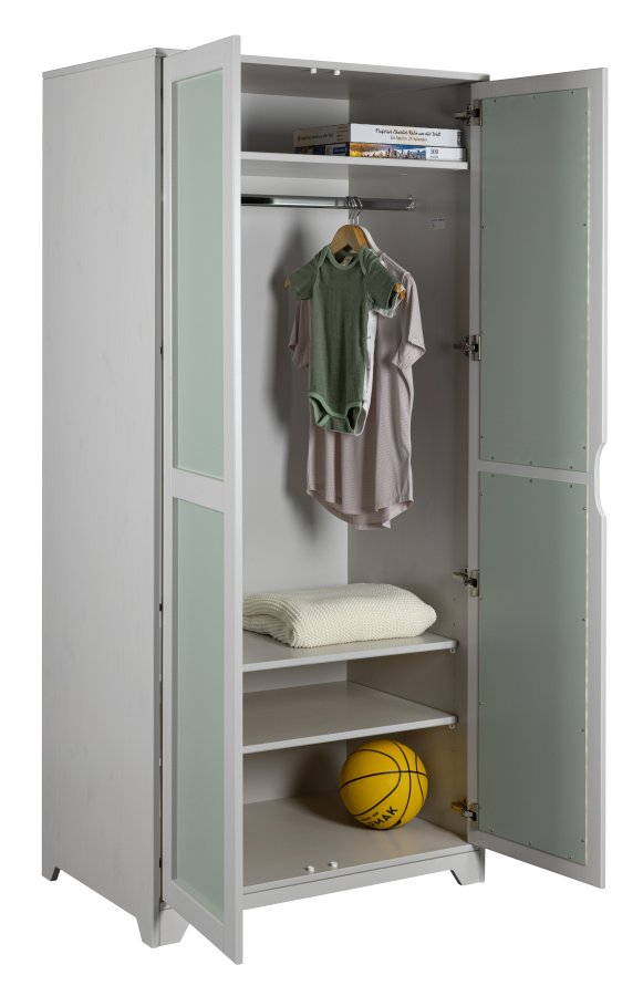 NORDIC LIVING COLLECTION Prati barnegarderobe med 2 d�rer, laget av heltre furu, malt lys gr�