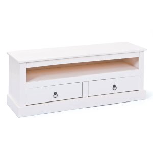 NORDIC LIVING COLLECTION Provence 3 TV-konsol, furu, vit, med 2 l�dor