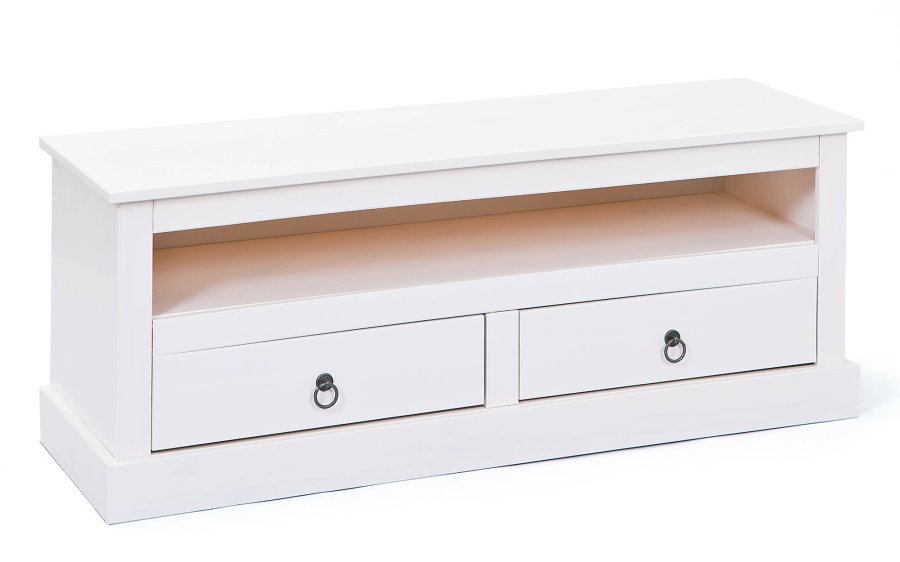 NORDIC LIVING COLLECTION Provence 3 TV-konsol, furu, vit, med 2 l�dor