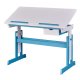 NORDIC LIVING COLLECTION Pijii skrivbord, vit petrol, massivt tr�, h�jdjusterbart med tippbart hyllplan