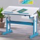 NORDIC LIVING COLLECTION Pijii skrivbord, vit petrol, massivt tr�, h�jdjusterbart med tippbart hyllplan