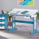NORDIC LIVING COLLECTION Pijii skrivbord, vit petrol, massivt tr�, h�jdjusterbart med tippbart hyllplan