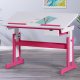 NORDIC LIVING COLLECTION Pijii skrivbord, vitt och rosa, massivt tr�, h�jdjusterbart med tippbart hyllplan