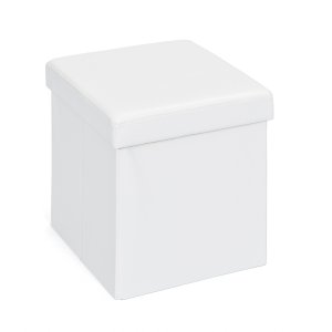 NORDIC LIVING COLLECTION Setti liten vit hopf&auml;llbar l�da med sittdyna