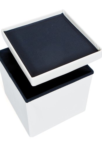 NORDIC LIVING COLLECTION Setti liten vit hopf&auml;llbar l�da med sittdyna