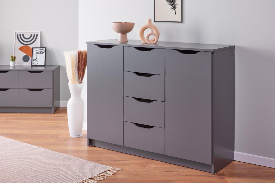 NORDIC LIVING COLLECTION Silenzia byr� med 6 rymliga l�dor f�r enkel f�rvaring i grafitgr�tt