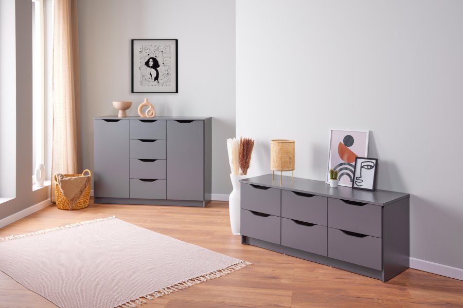 NORDIC LIVING COLLECTION Silenzia byr� med 6 rymliga l�dor f�r enkel f�rvaring i grafitgr�tt