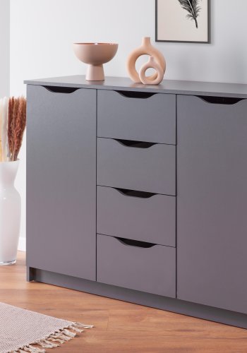 NORDIC LIVING COLLECTION Silenzia byr�, 2 d�rrar, 4 l�dor, grafitgr�