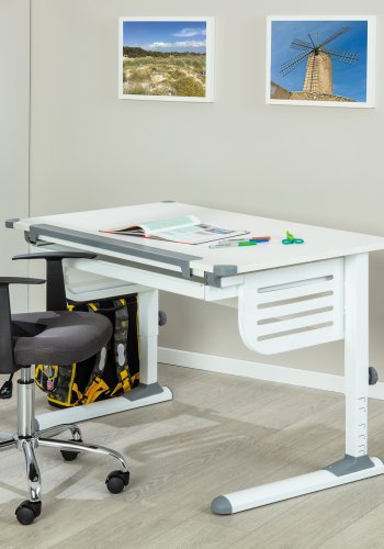 NORDIC LIVING COLLECTION Scalare-skrivbord med l�da med tryckfunktion, h�jdjusterbart med tippbart hyllplan