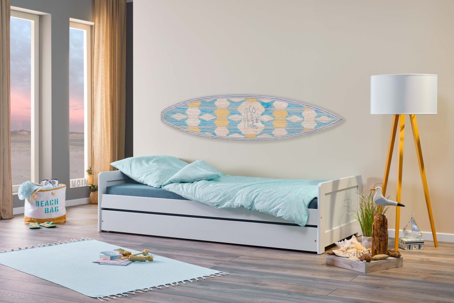 NORDIC LIVING COLLECTION Surf sovesofa 90x200 cm laget av heltre i hvit lakk inkludert lamellbunn med ekstra soveplass