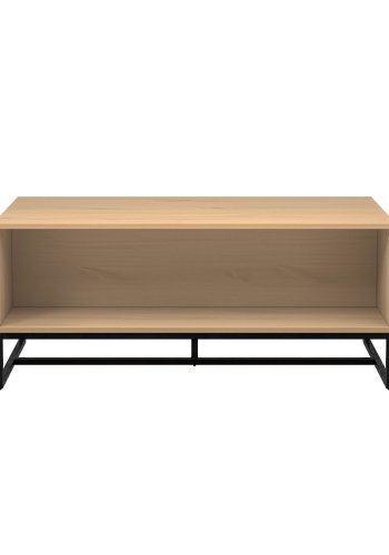 NORDIC LIVING COLLECTION Moderne salongbord laget av heltre furu, lakkert i Oak Colori. Stabilt stativ takket v�re en svart metallramme, god oppbevaringsplass takket v�re den sentrale hyllen.