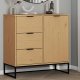 NORDIC LIVING COLLECTION Moderne kommode laget av heltre furu, lakkert i Oak Colori. Stabilt stativ takket v�re svart metallramme, h�ndtak i svart metall av h�y kvalitet, god oppbevaringsplass med 3 skuffer, 1 d�r med hylle.
