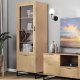 NORDIC LIVING COLLECTION Moderne veggskap i heltre furu, lakkert i Oak Colori. Stabil base takket v�re en svart metallramme, h�ndtak i svart metall av h�y kvalitet, god oppbevaringsplass med en skuff. Tre hyller og en d�r med glassinnsats.