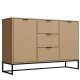 NORDIC LIVING COLLECTION Moderne kommode laget av heltre furu, lakkert i Oak Colori. Stabilt stativ takket v�re en svart metallramme, h�ndtak i svart metall av h�y kvalitet, god oppbevaringsplass med 3 skuffer, 2 d�rer med en hylle inni.