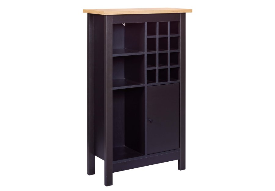 NORDIC LIVING COLLECTION Julina vinsk�p i svart med 1 d&ouml;rr, 3 stora fack och 12 sm� fack, perfekt f&ouml;r vin&auml;lskare