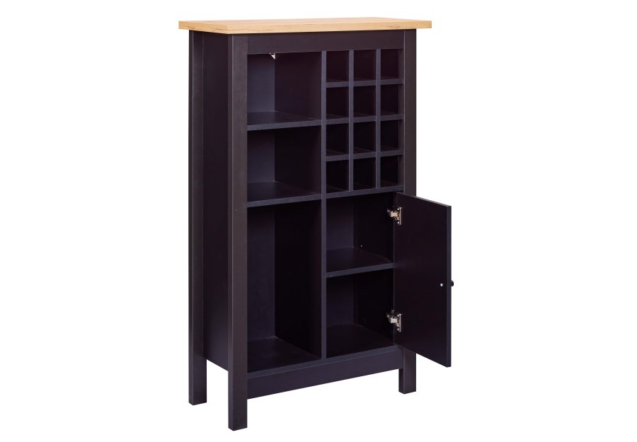 NORDIC LIVING COLLECTION Julina vinsk�p i svart med 1 d&ouml;rr, 3 stora fack och 12 sm� fack, perfekt f&ouml;r vin&auml;lskare