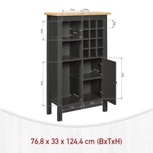 NORDIC LIVING COLLECTION Julina vinsk�p i gr�tt med 1 d&ouml;rr, 3 stora fack och 12 sm� fack, perfekt f&ouml;r vin&auml;lskare