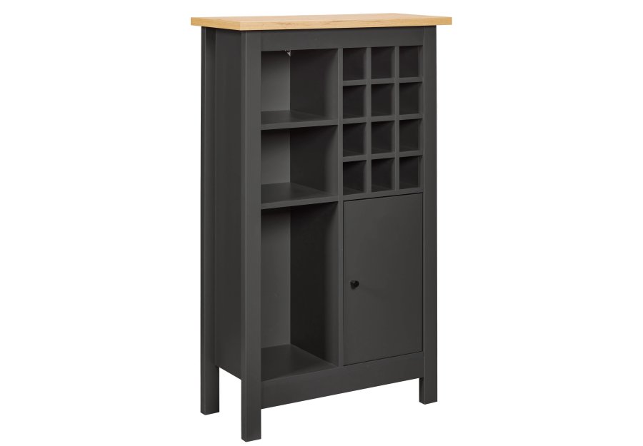 NORDIC LIVING COLLECTION Julina vinsk�p i gr�tt med 1 d&ouml;rr, 3 stora fack och 12 sm� fack, perfekt f&ouml;r vin&auml;lskare