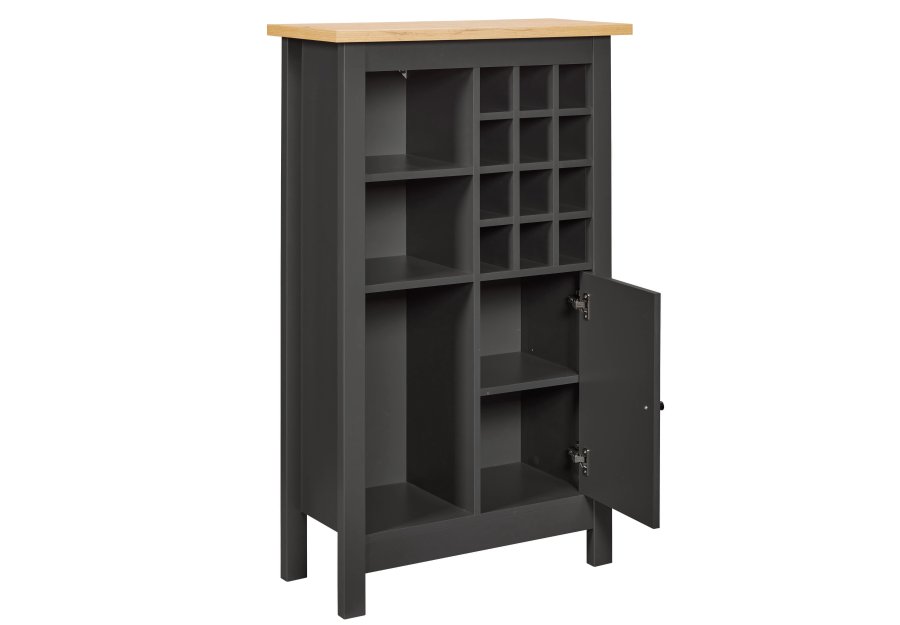 NORDIC LIVING COLLECTION Julina vinsk�p i gr�tt med 1 d&ouml;rr, 3 stora fack och 12 sm� fack, perfekt f&ouml;r vin&auml;lskare