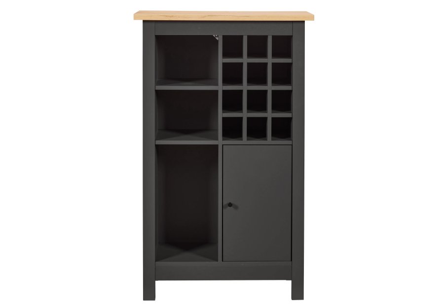 NORDIC LIVING COLLECTION Julina vinsk�p i gr�tt med 1 d&ouml;rr, 3 stora fack och 12 sm� fack, perfekt f&ouml;r vin&auml;lskare
