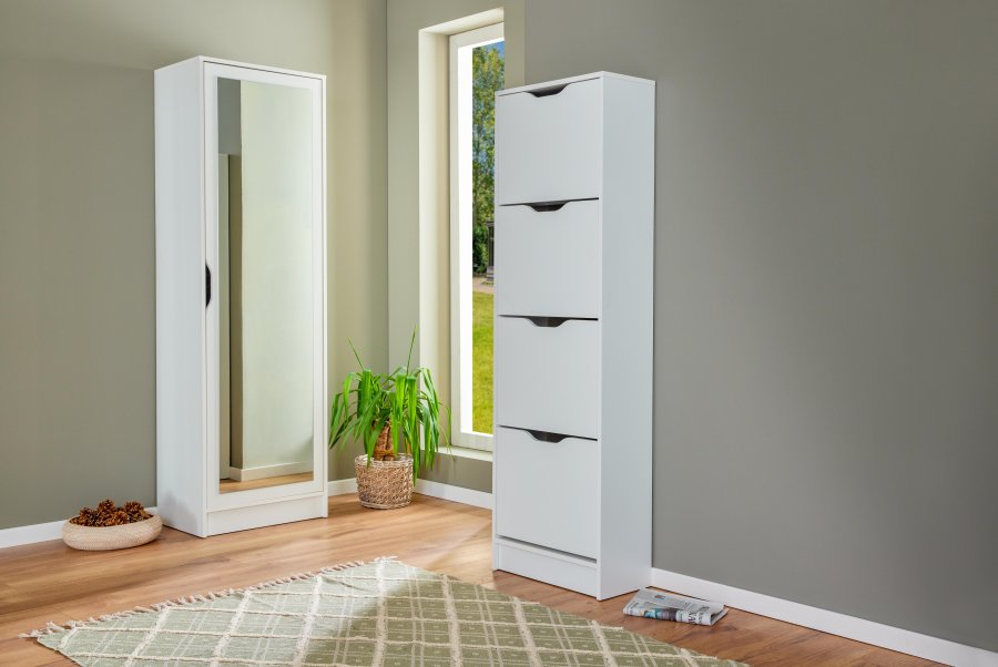 NORDIC LIVING COLLECTION Snyggt skosk�p med integrerad spegel och �tta rymliga fack f�r din skosamling.